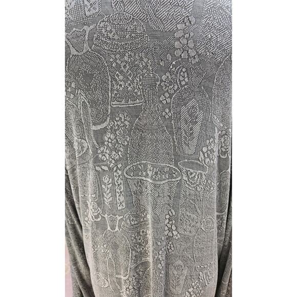 Vtg CHICO'S DESIGN Gray Silver Travelers Knit Top Blouse Slinky Sz 1 Pottery - Picture 4 of 5